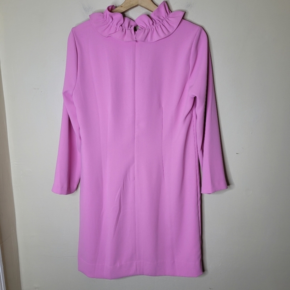 NWT J.Crew Pink Ruffle Neck Shift Dress 4 Preppy Cocktail Wedding Barbiecore - Picture 6 of 11